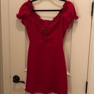 Reformation Red Linen Mini Dress